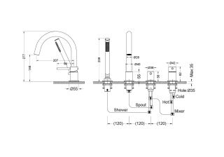 Смеситель на борт ванны Aquatek Европа AQ1348BGM оружейная сталь
